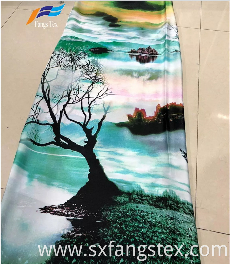 Elegant Polyester Printed Textiles Abaya Dress Satin Fabric